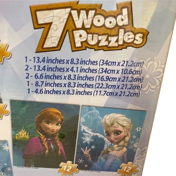 Disney Frozen 7 Wood Puzzles Set With Storage Box - Picture 4 of 5